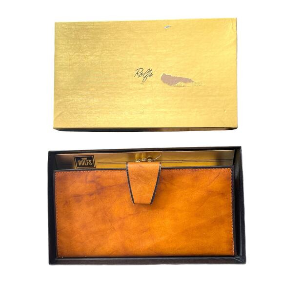 Rolfes Vintage Leather Wallet Setmaker IOB Kisslock Cowhide IOB - Picture 6 of 6